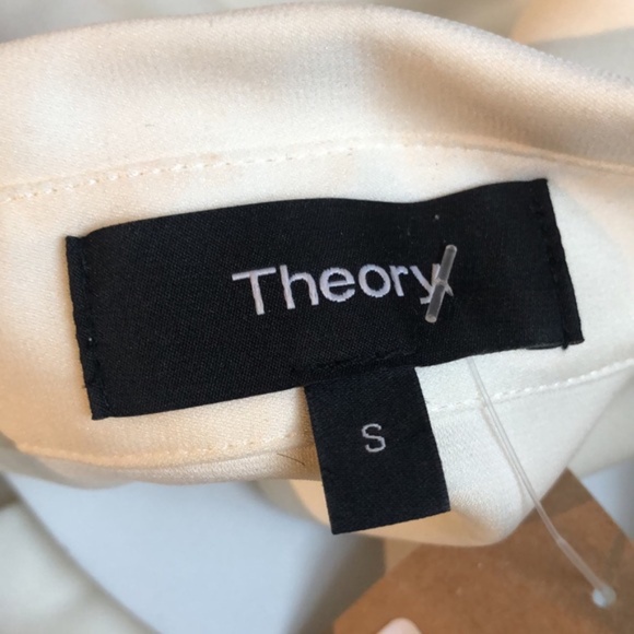 Theory Ivory Core Stretch Silk Classic Fitted Shirt - Picture 9 of 10